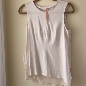 White cotton front sheer back too